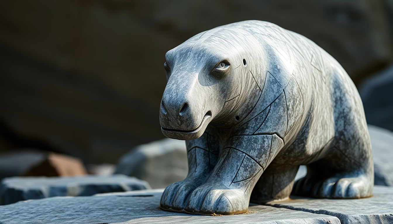 inuit sculpture stone in editorial style