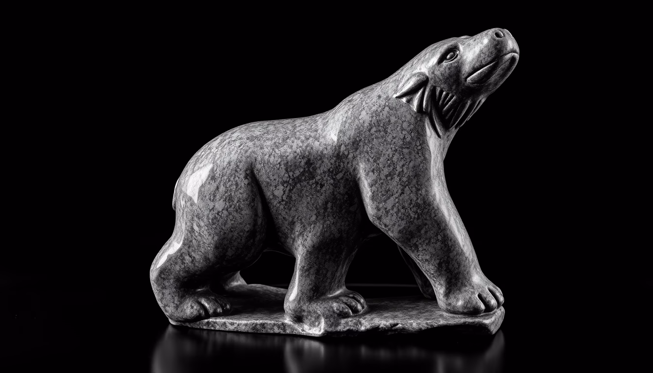 inuit sculpture stone in editorial style