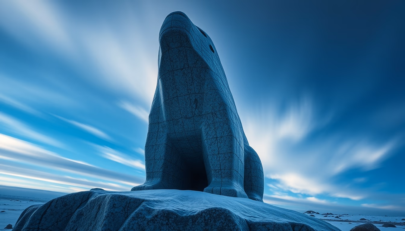 inuit sculpture stone in editorial style