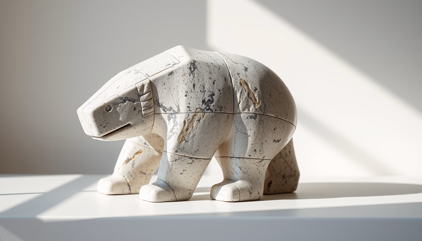 inuit sculpture stone in editorial style