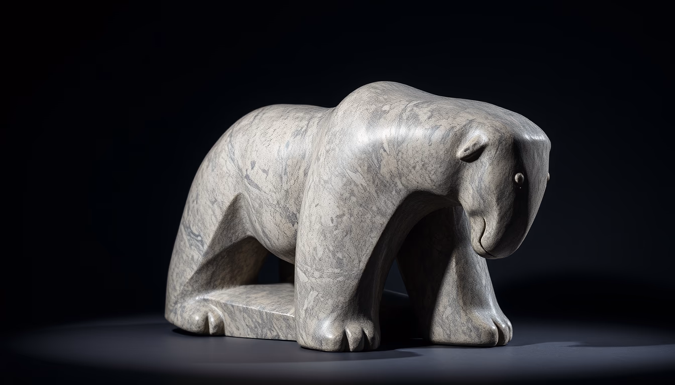 inuit sculpture stone in editorial style