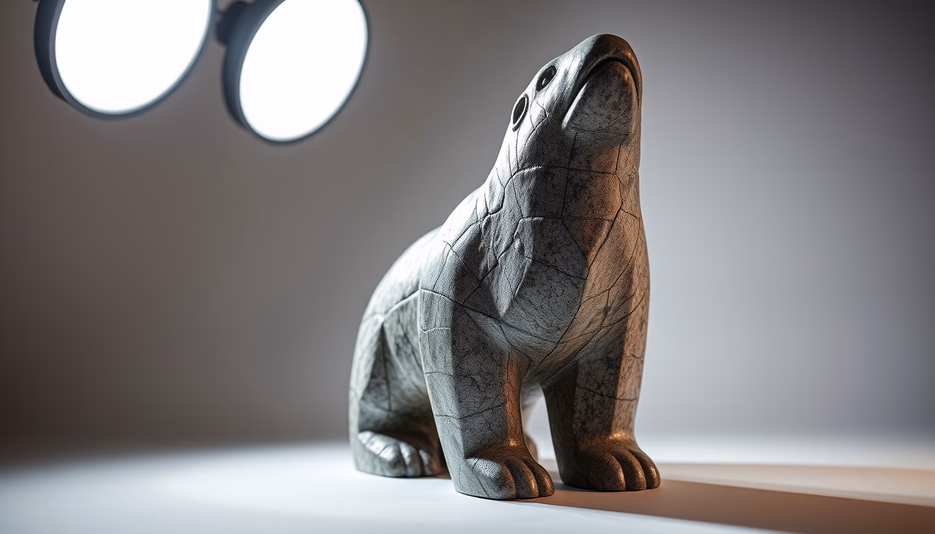 inuit sculpture stone in editorial style