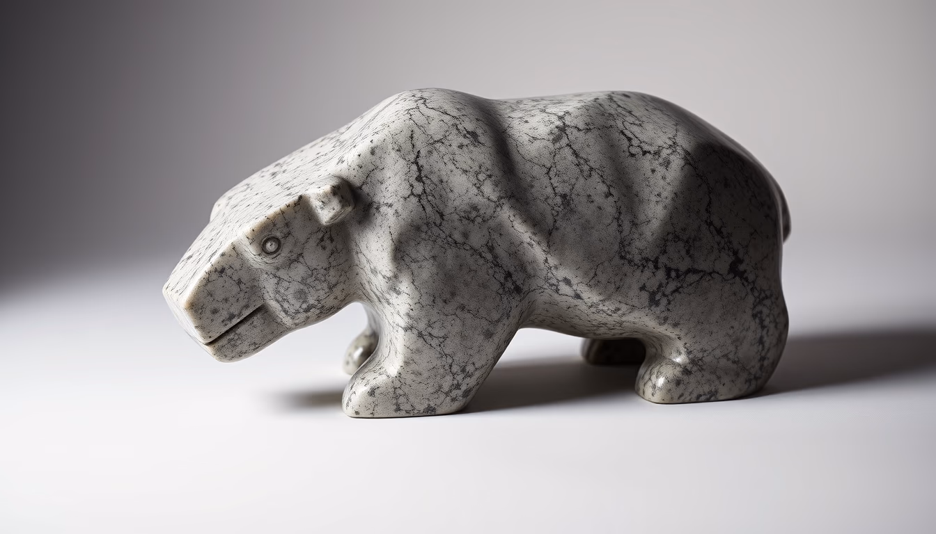 inuit sculpture stone in editorial style