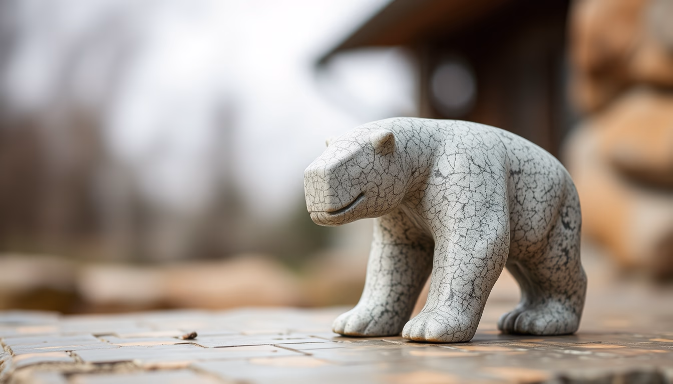 inuit sculpture stone in editorial style