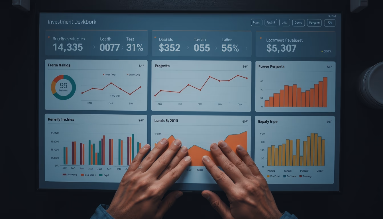 investment dashboard with portfolio breakdown chart in editorial style