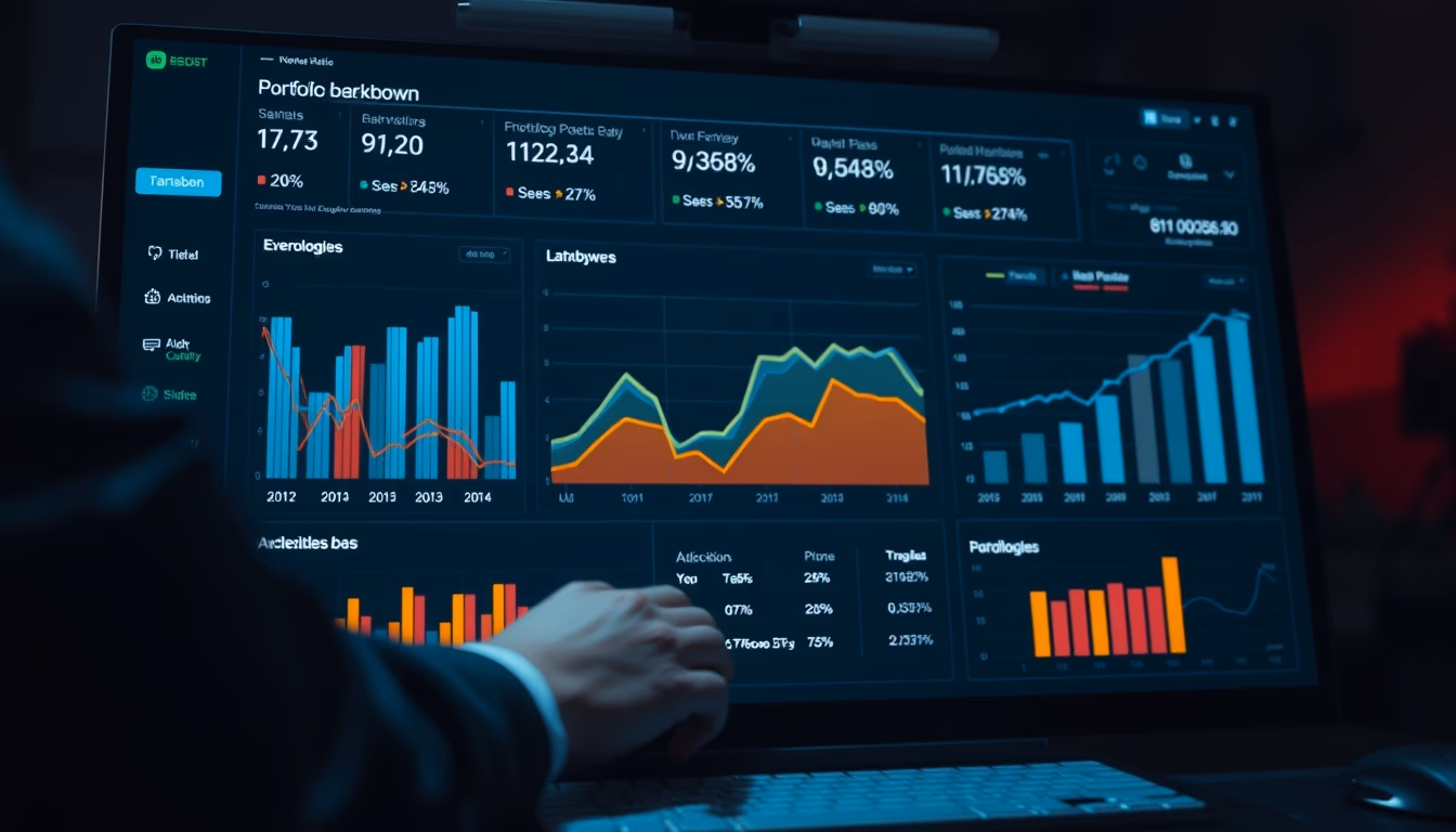 investment dashboard with portfolio breakdown chart in editorial style