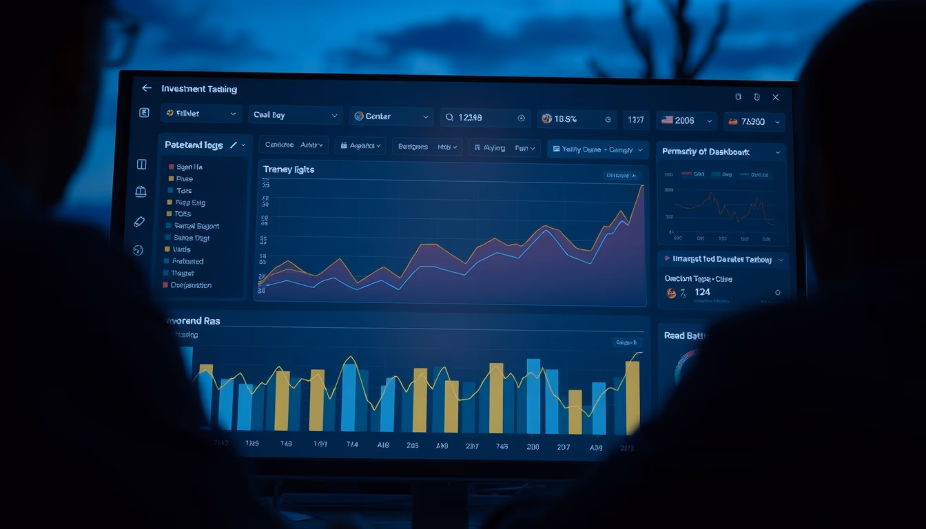 investment dashboard with portfolio breakdown chart in editorial style