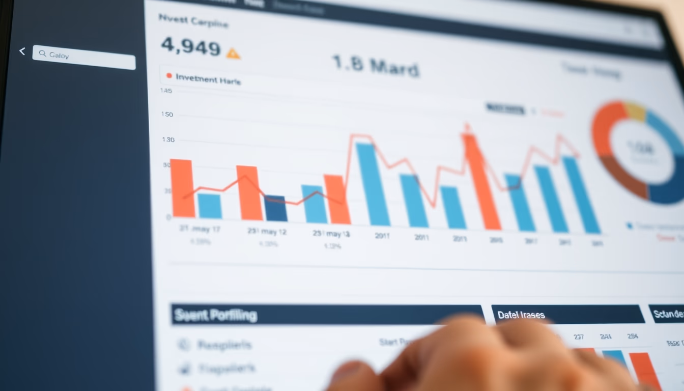 investment dashboard with portfolio breakdown chart in editorial style
