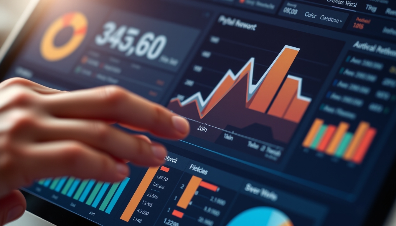 Dashboard de investimentos com gráfico de portfolio em estilo editorial