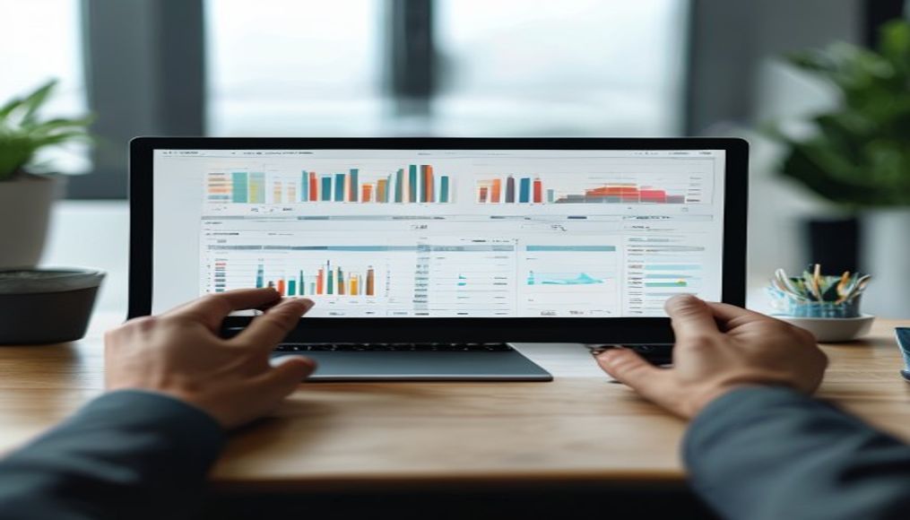 Dashboard de investimentos com gráfico de portfolio em estilo editorial