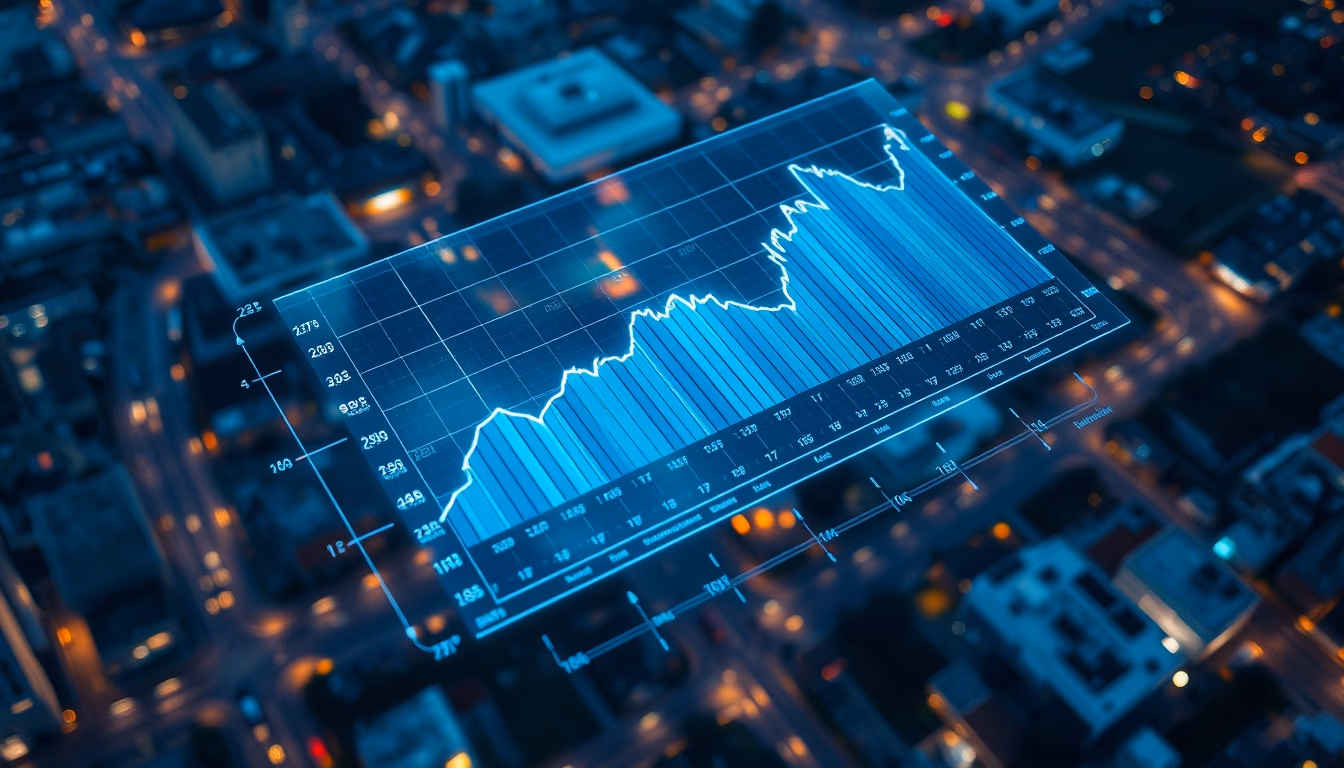 investment portfolio chart hologram in editorial style