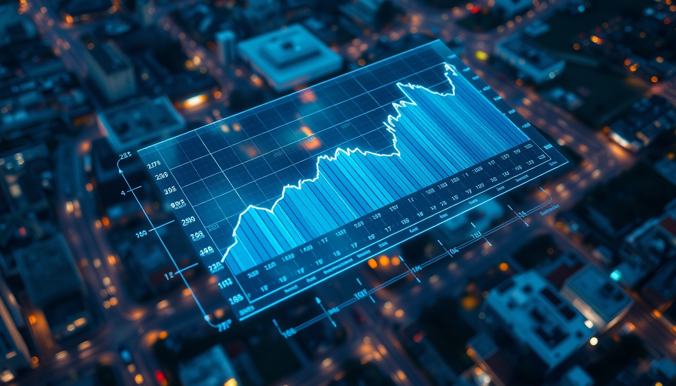 investment portfolio chart hologram in editorial style
