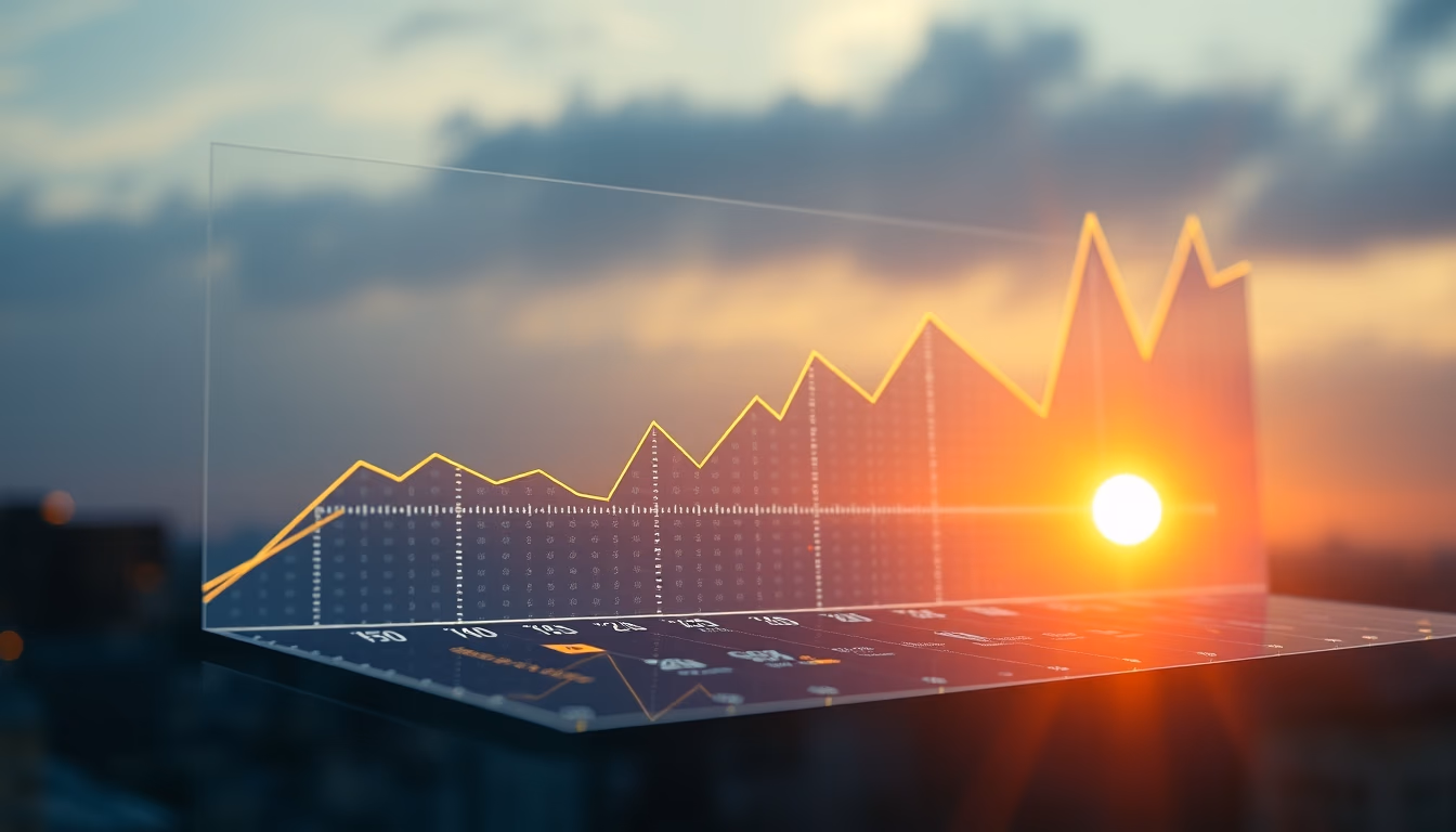 investment portfolio chart hologram in editorial style