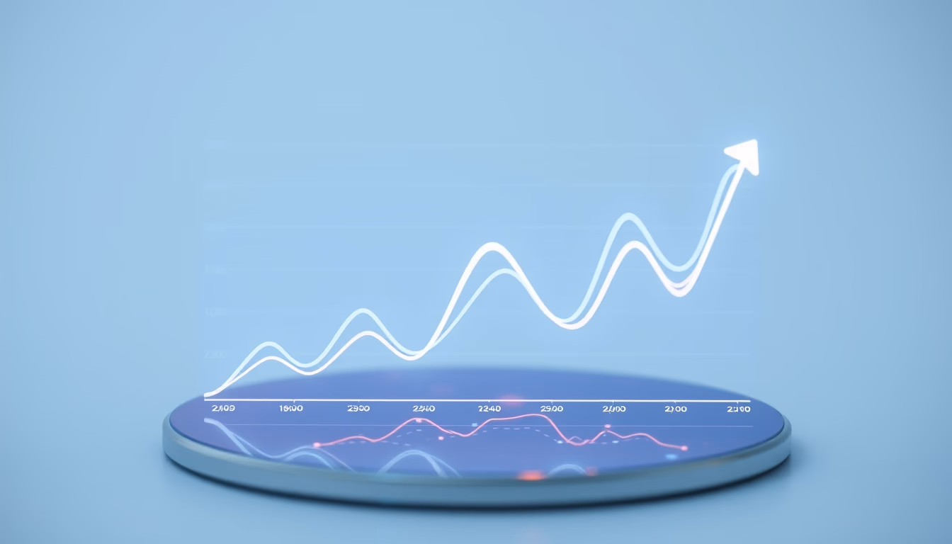 investment portfolio chart hologram in editorial style
