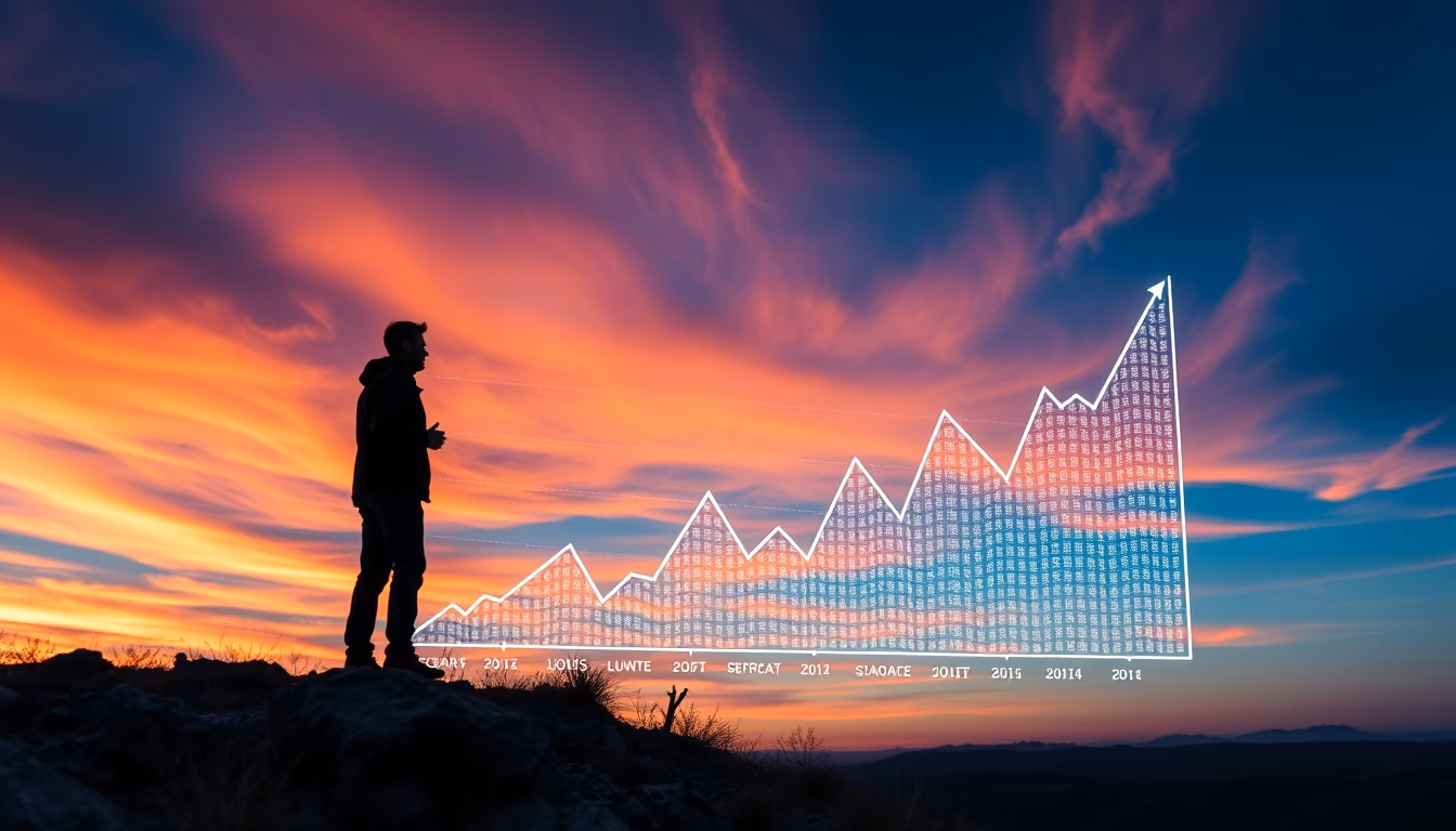 investment portfolio chart hologram in editorial style