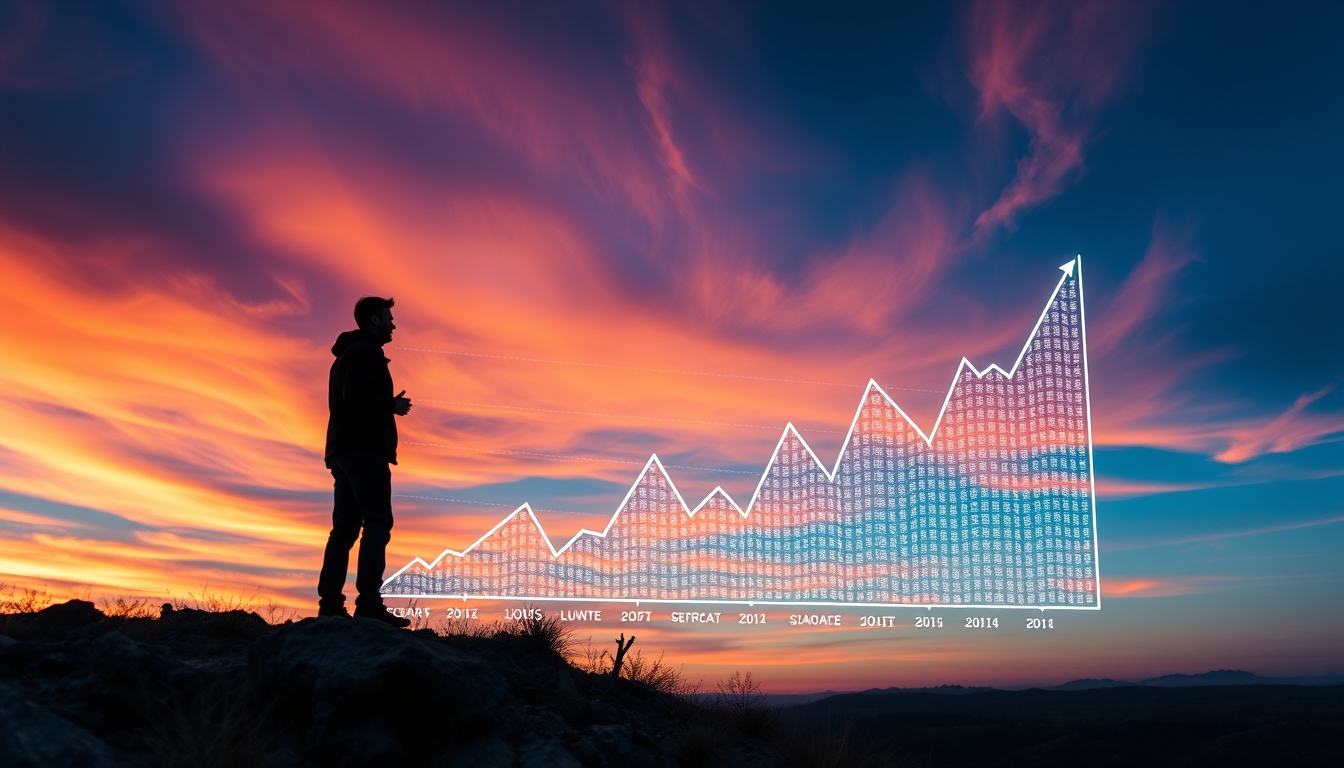 investment portfolio chart hologram in editorial style
