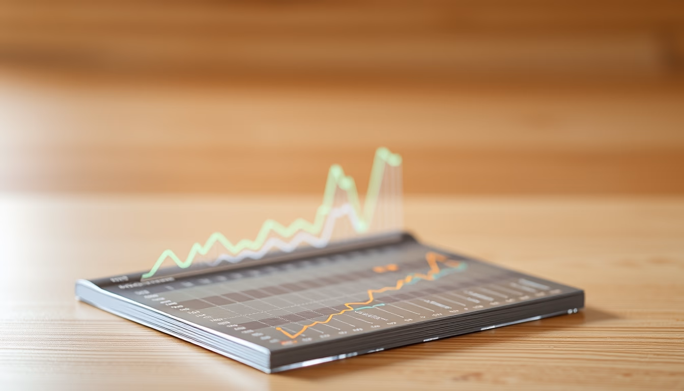 investment portfolio chart hologram in editorial style