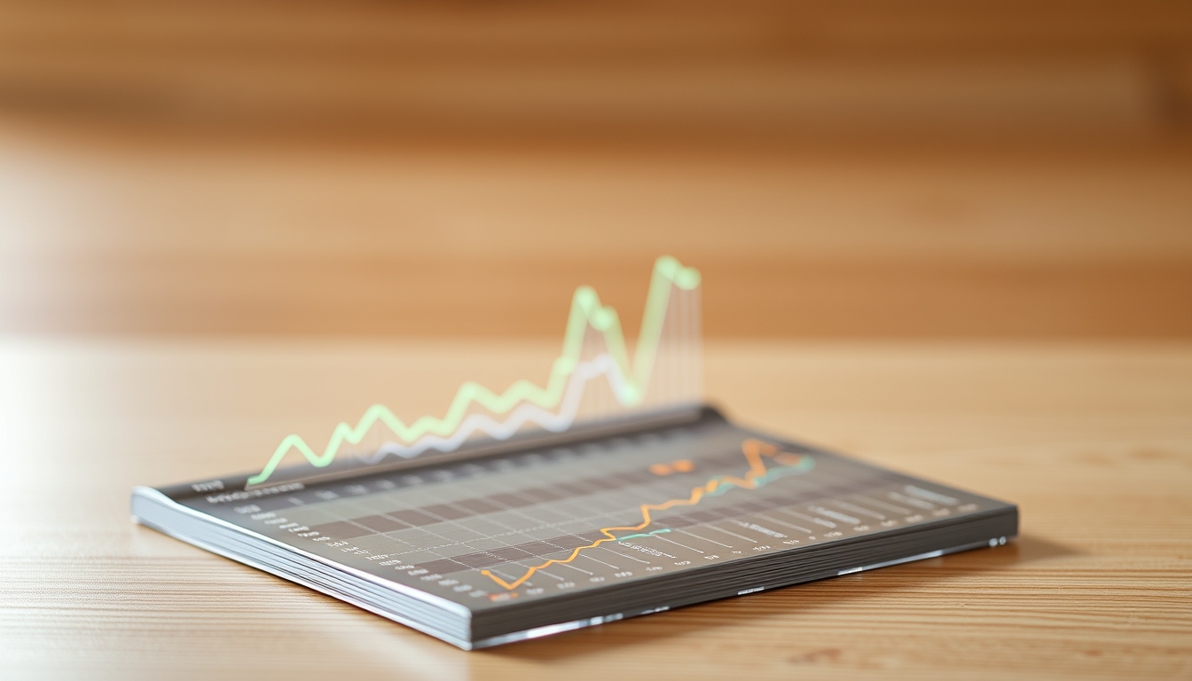 investment portfolio chart hologram in editorial style