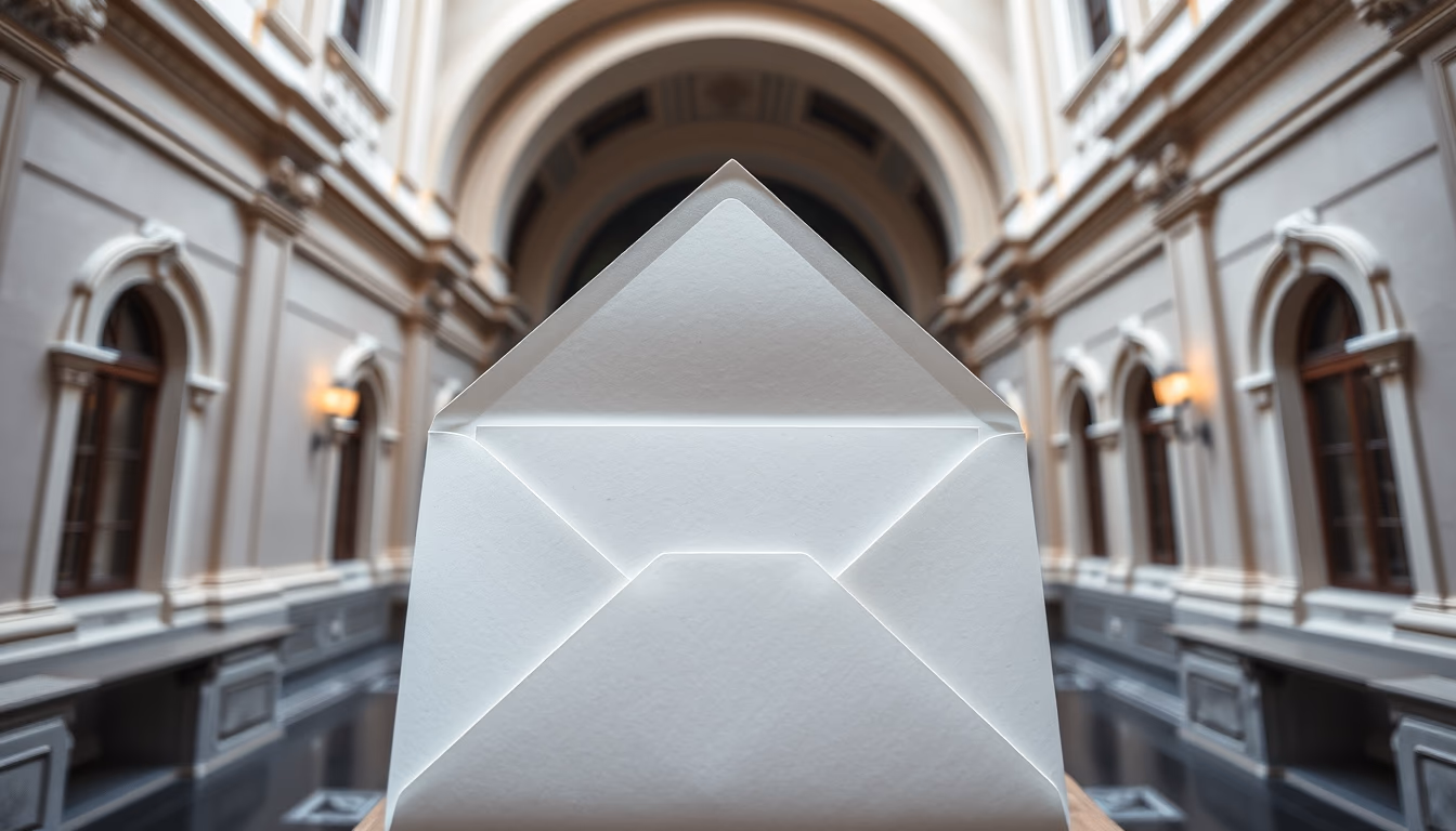 invitation envelope sealed in editorial style