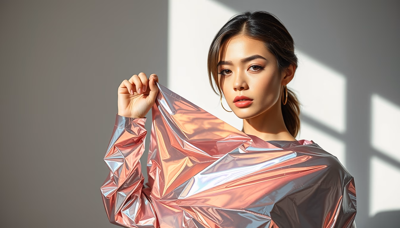 Iridescent holographic foil em estilo editorial