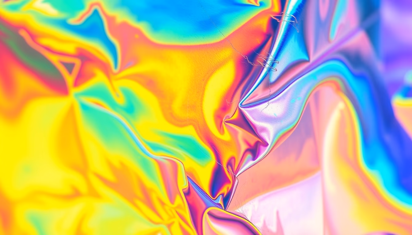 iridescent holographic foil in editorial style