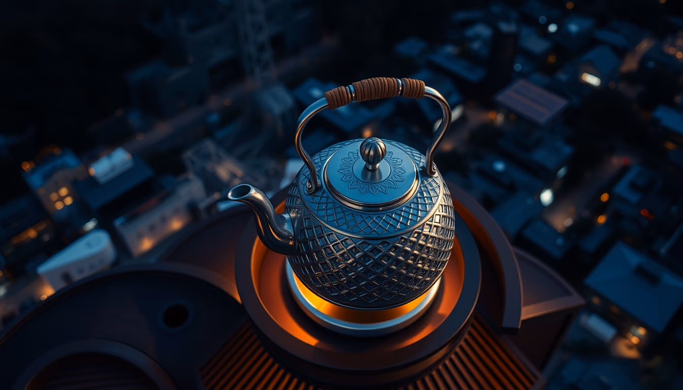 iron kettle tetsubin in editorial style