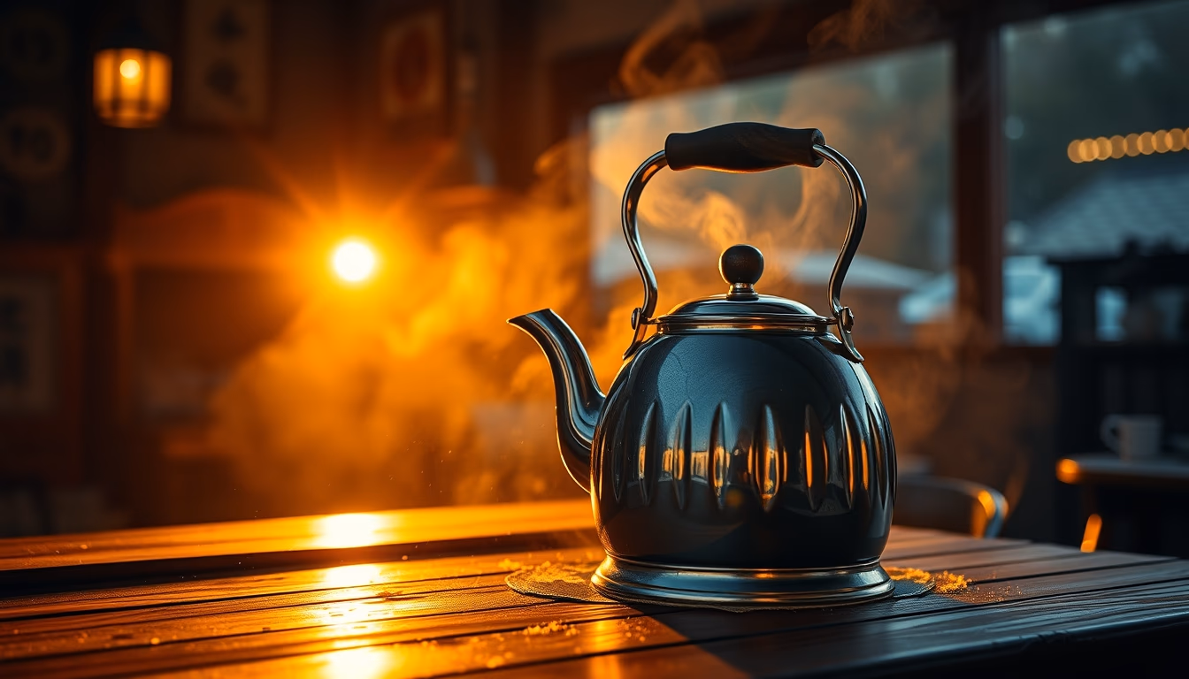 iron kettle tetsubin in editorial style