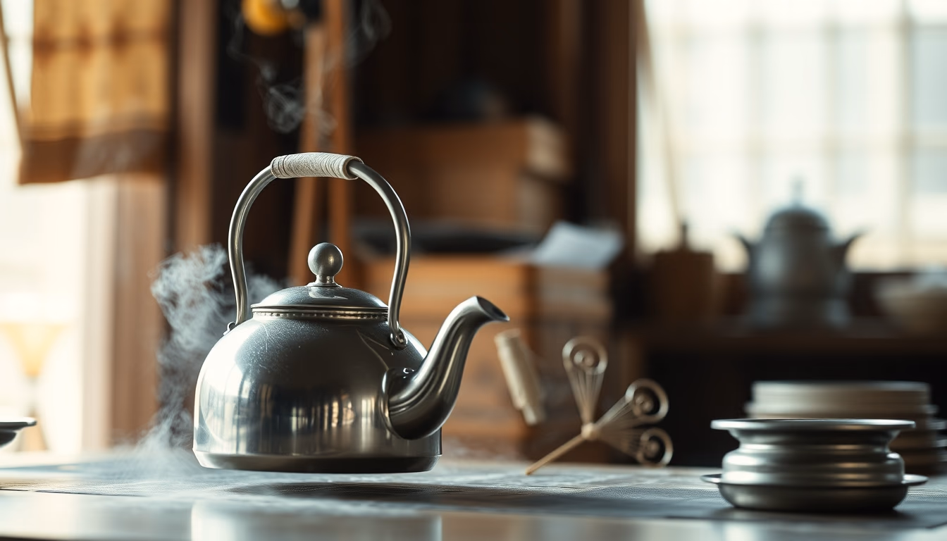 iron kettle tetsubin in editorial style
