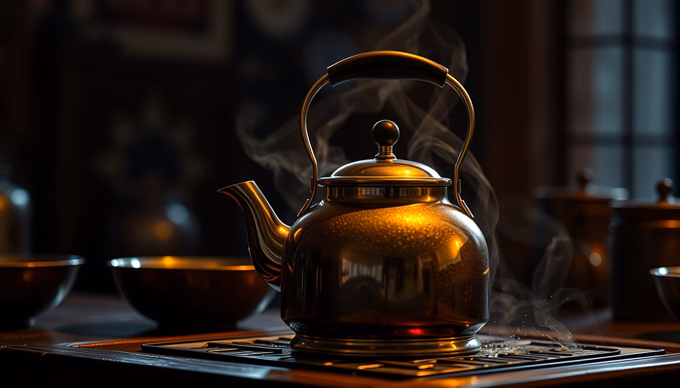 iron kettle tetsubin in editorial style