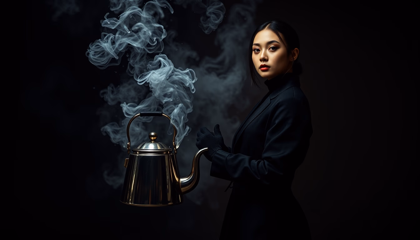 iron kettle tetsubin in editorial style