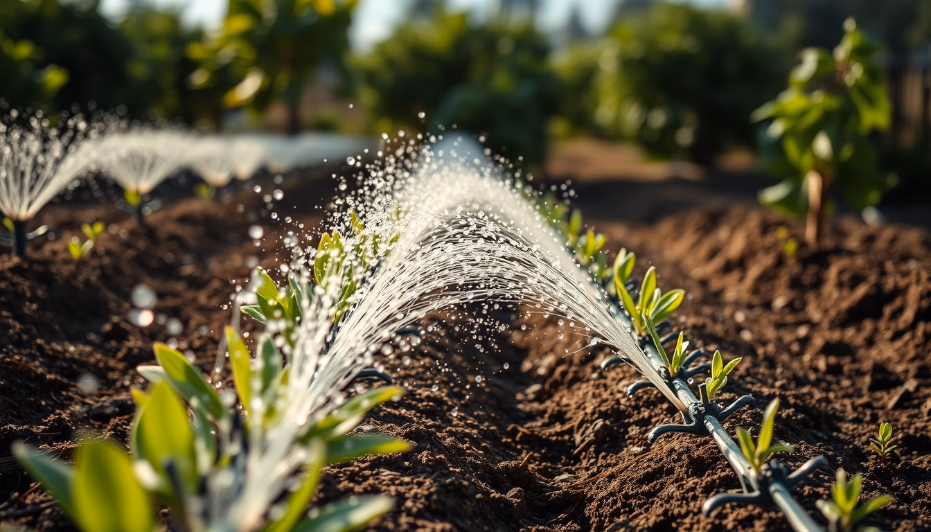 irrigation drip system in editorial style