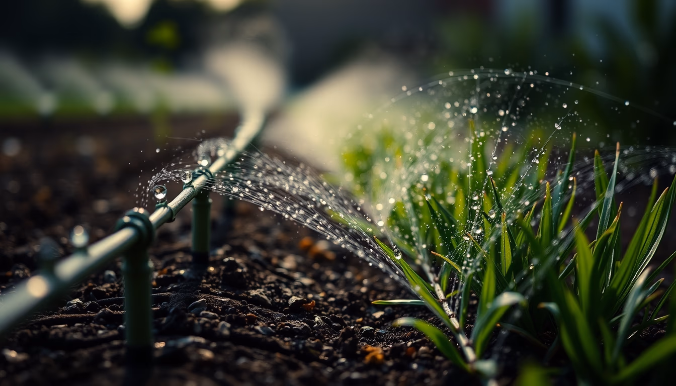 irrigation drip system in editorial style