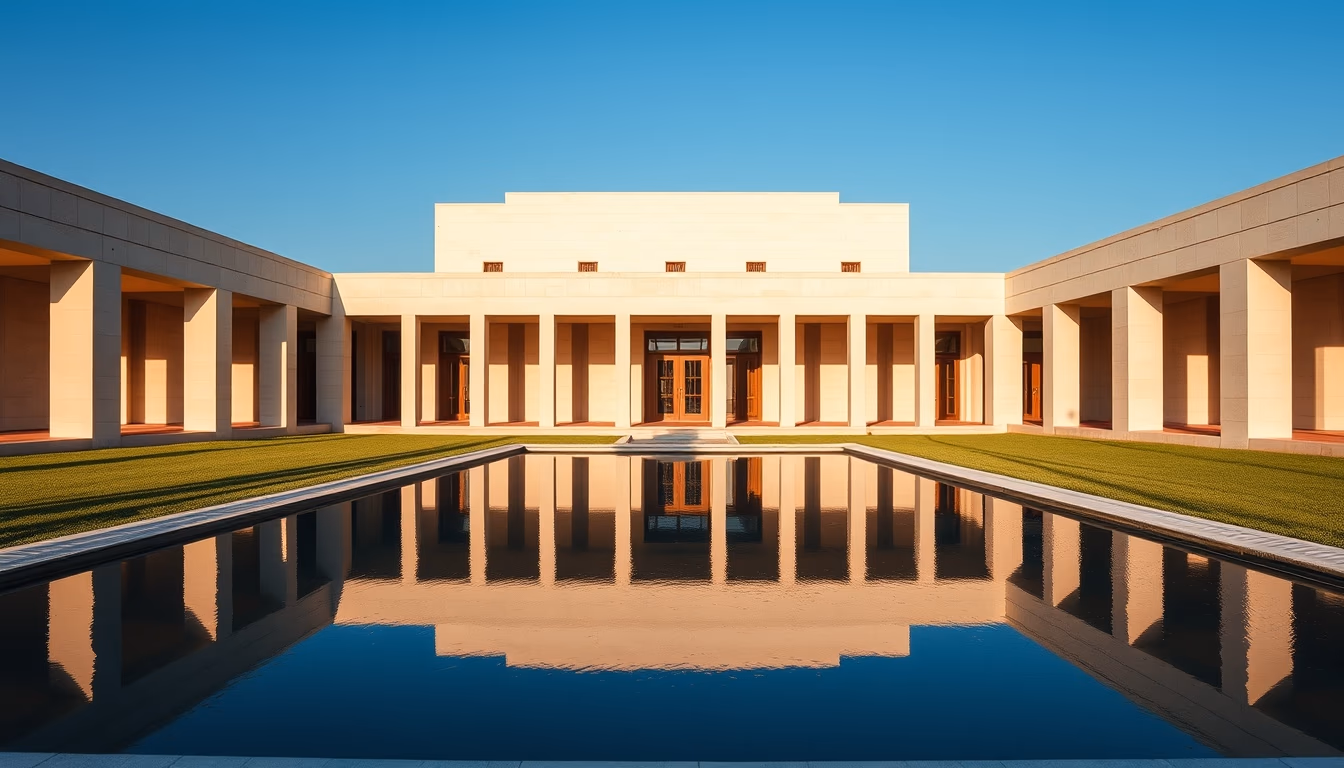 Itamaraty Palace modernist exterior with reflecting pool in Brasília em estilo editorial