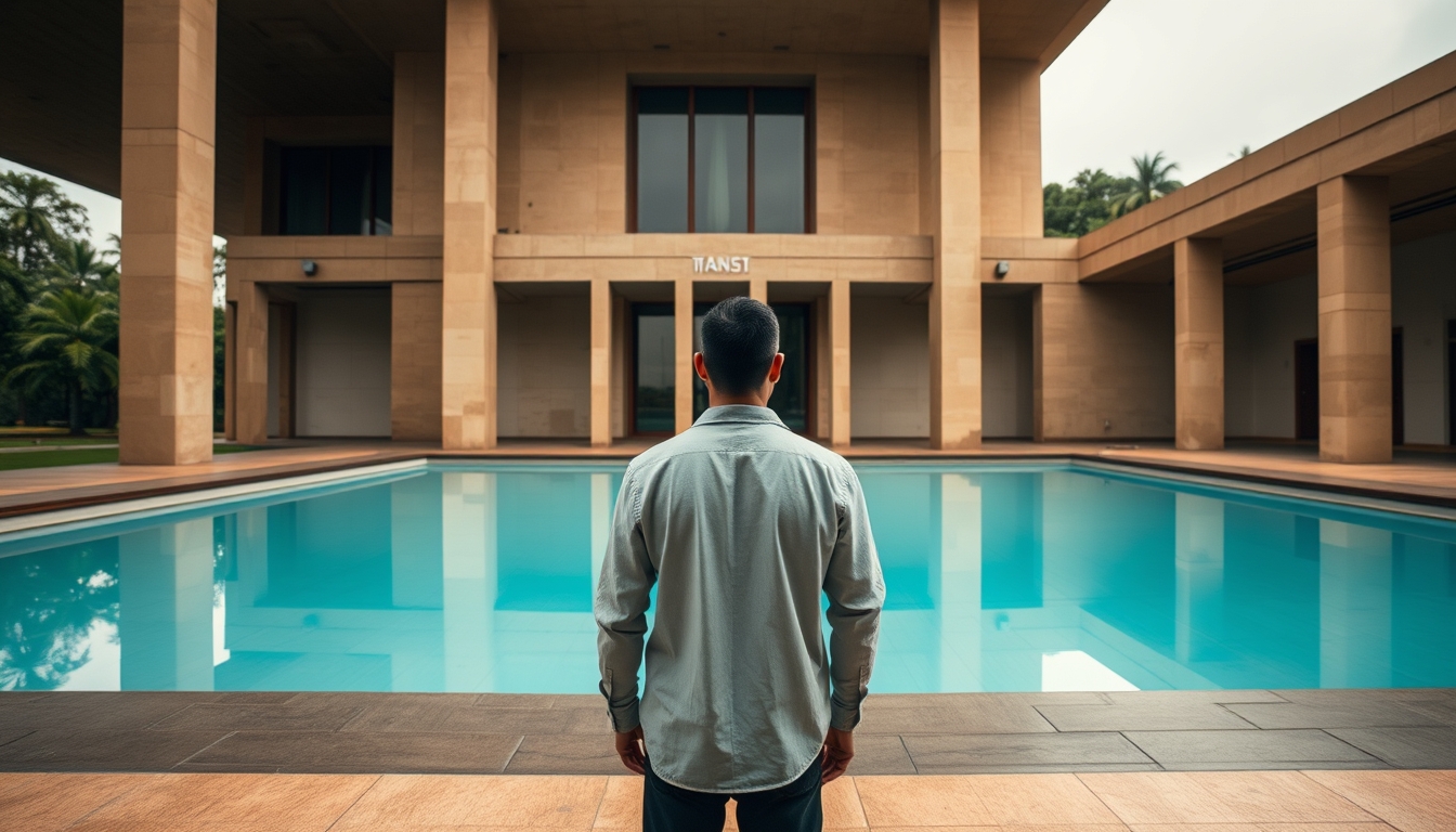 Itamaraty Palace modernist exterior with reflecting pool in Brasília em estilo editorial