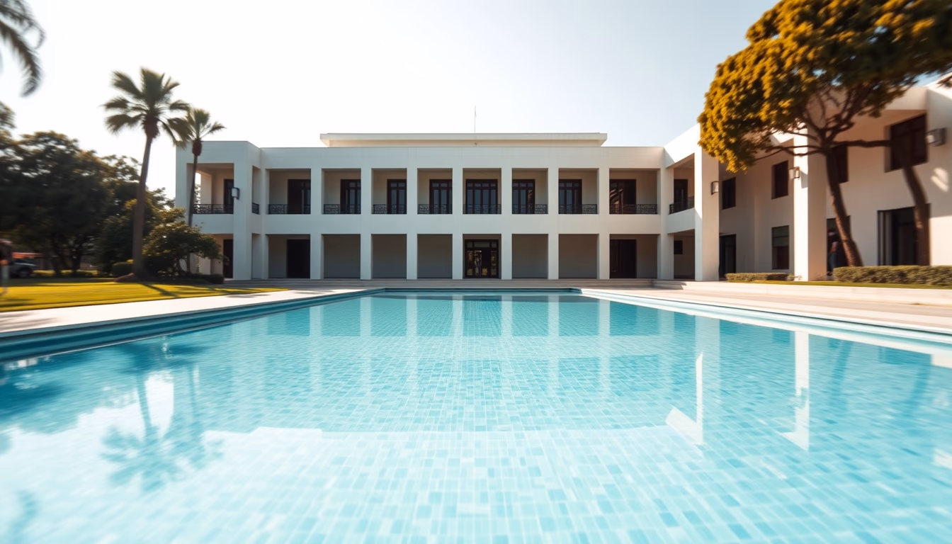 Itamaraty Palace modernist exterior with reflecting pool in Brasília em estilo editorial