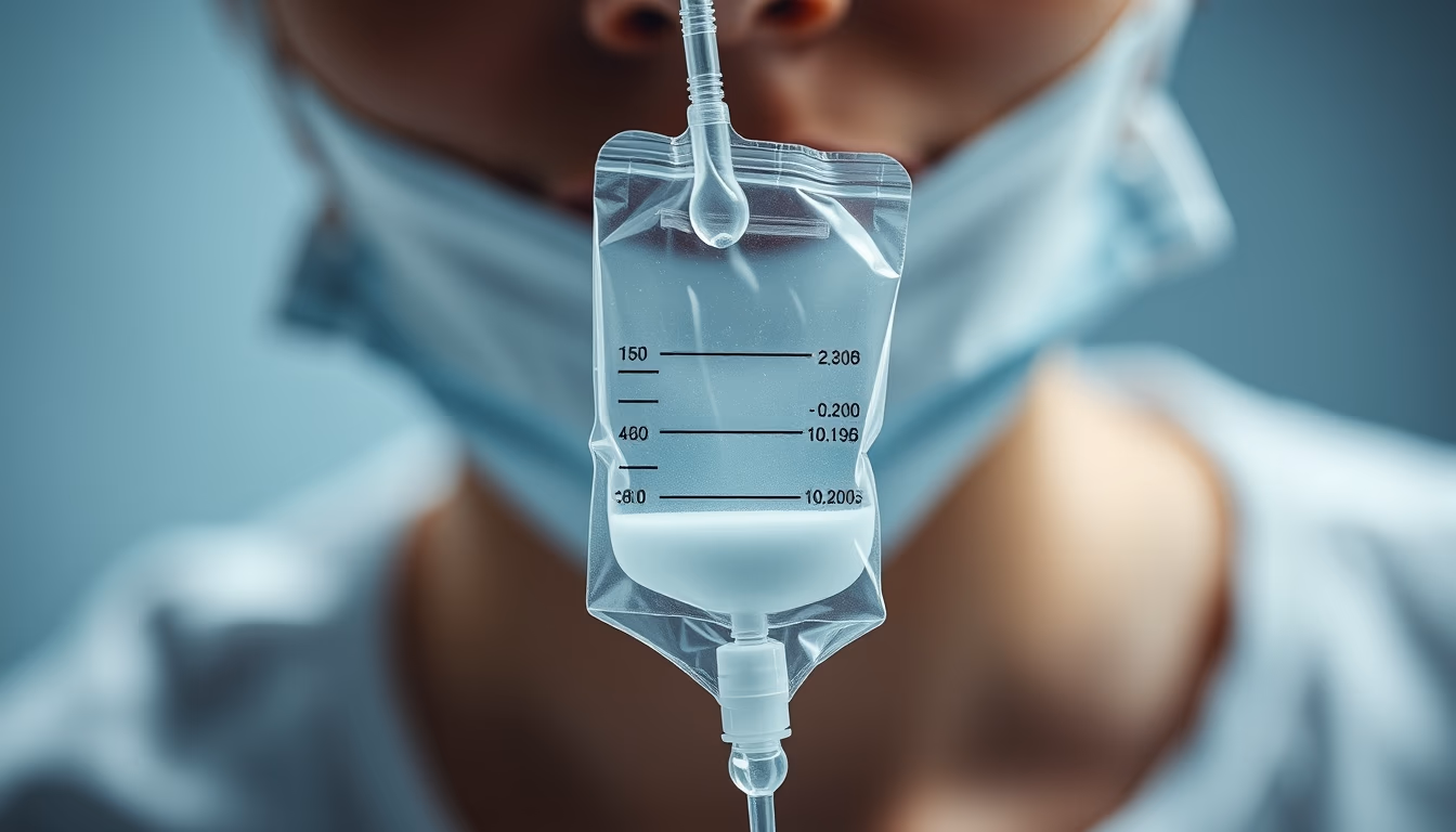 Iv drip bag close-up sterile em estilo editorial