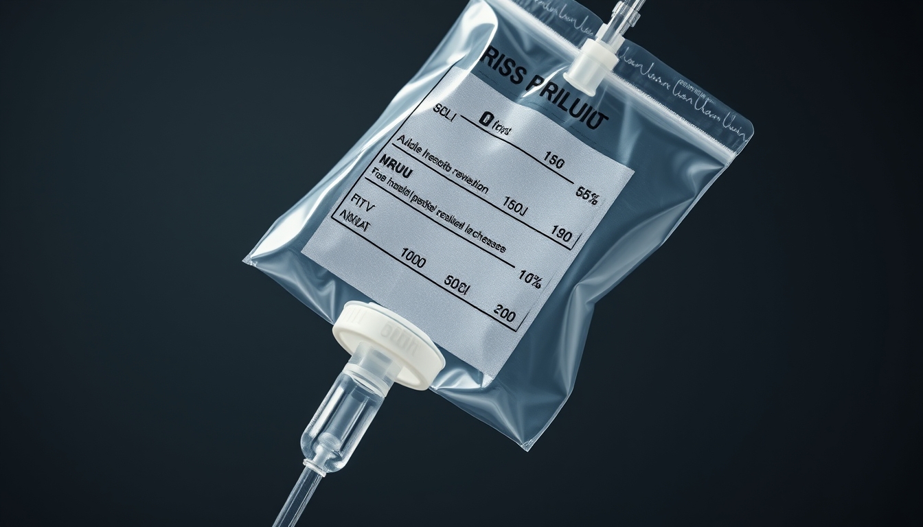 iv drip bag close-up sterile in editorial style
