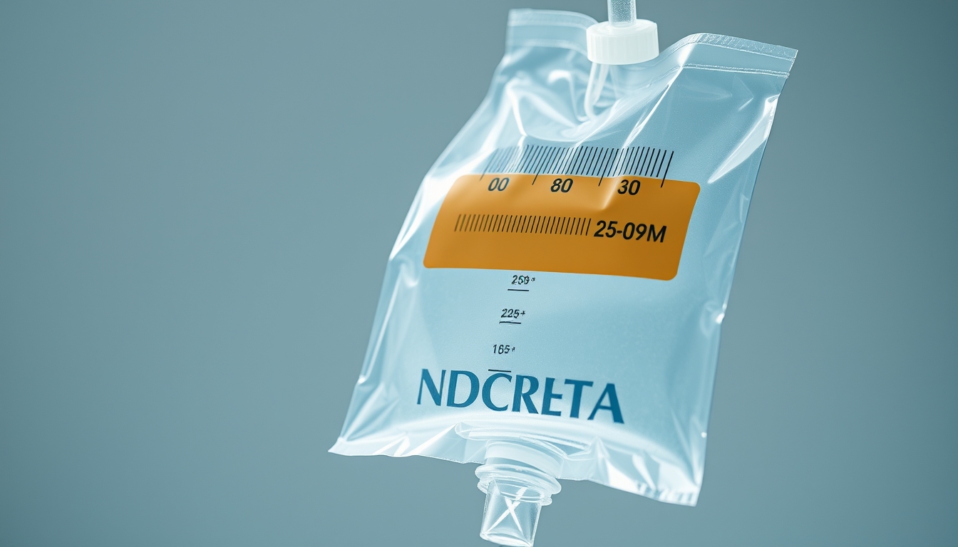 iv drip bag close-up sterile in editorial style