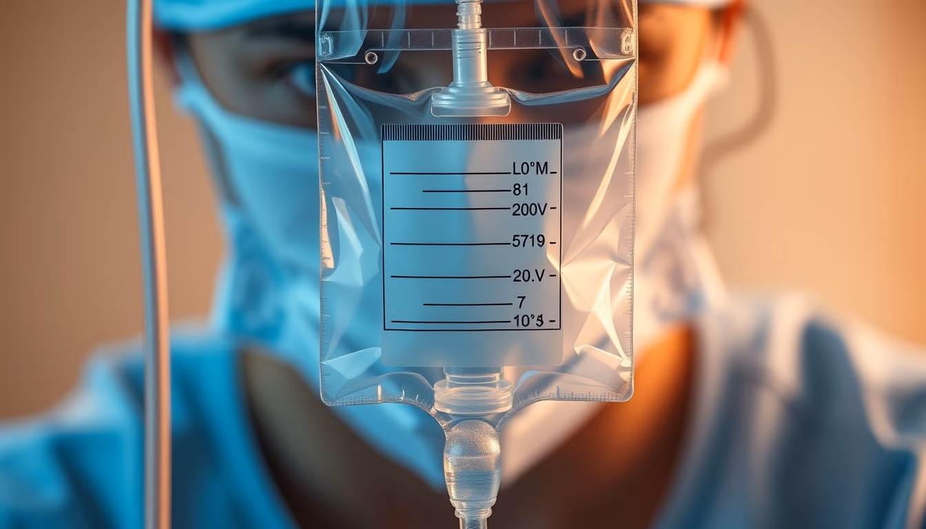 Iv drip bag close-up sterile em estilo editorial