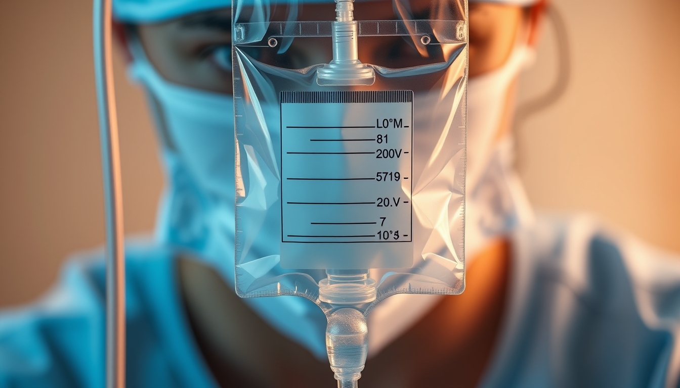 iv drip bag close-up sterile in editorial style