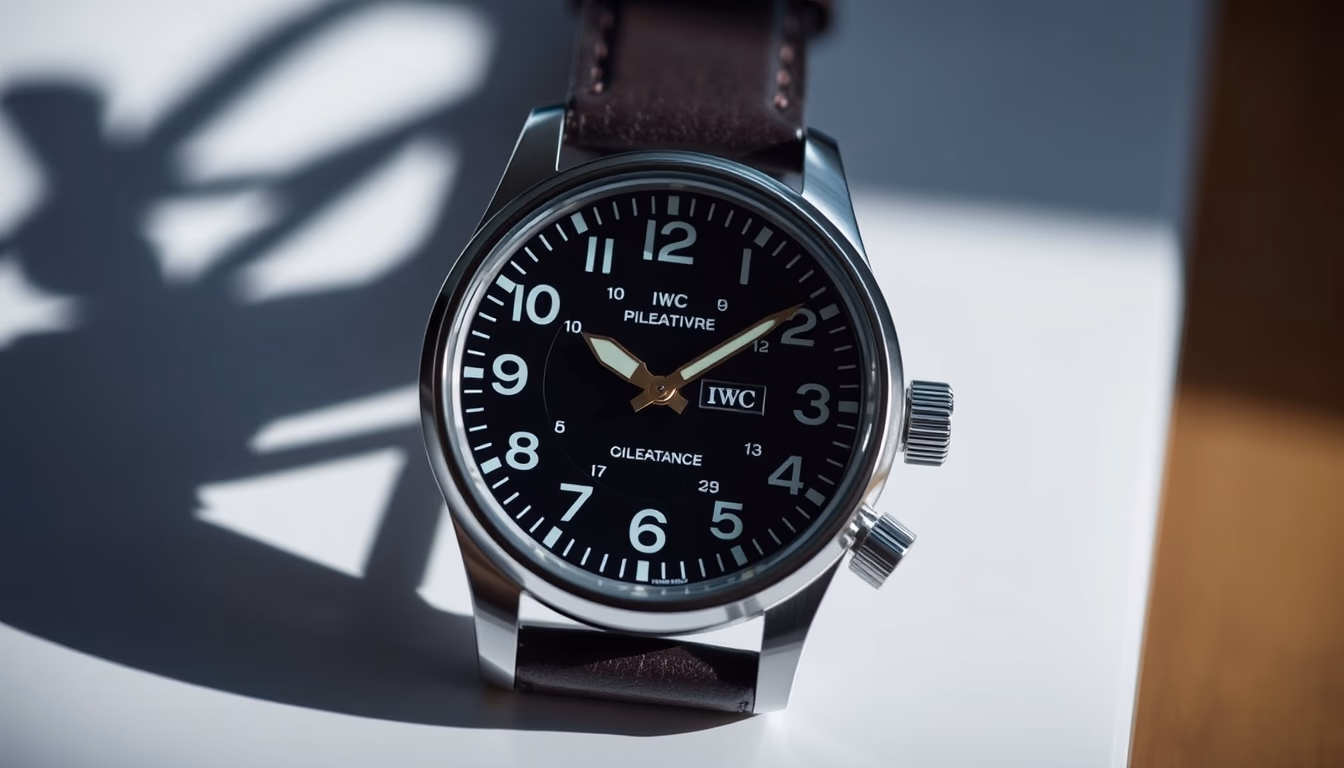 iwc pilot watch in editorial style