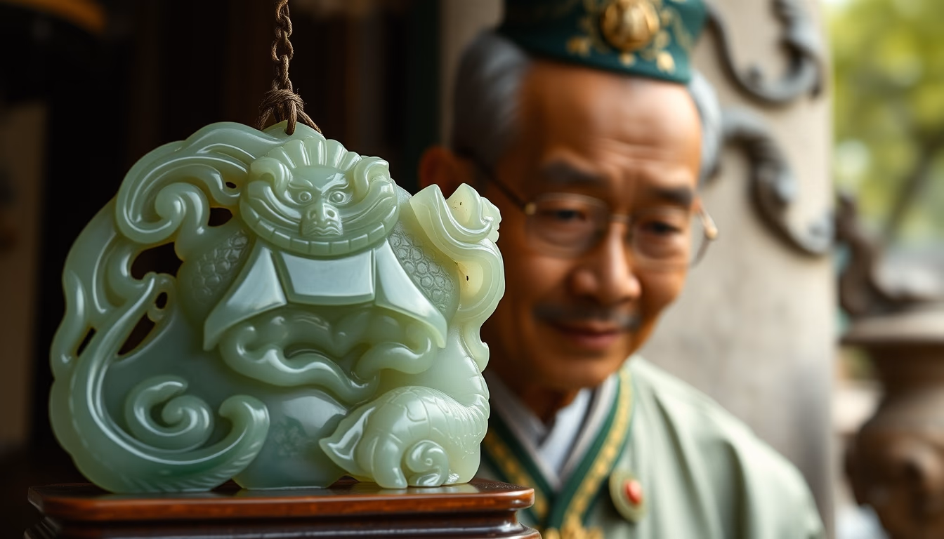 jade carved chinese in editorial style