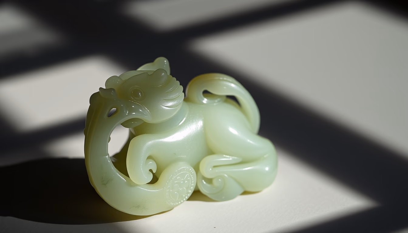 jade carved chinese in editorial style