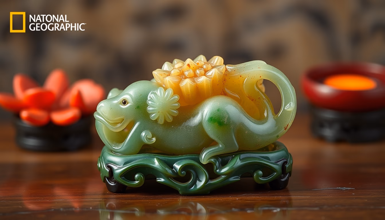 jade carved chinese in editorial style