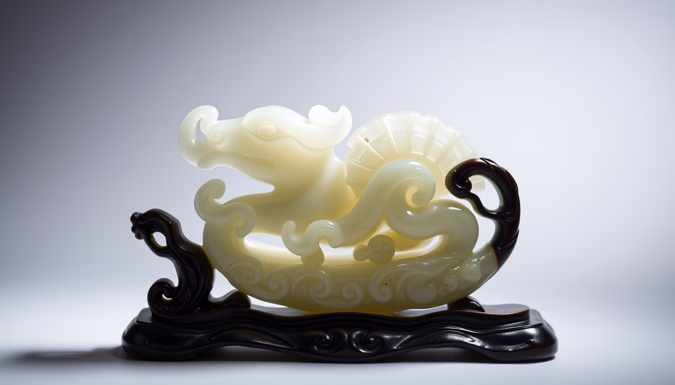 jade carved chinese in editorial style