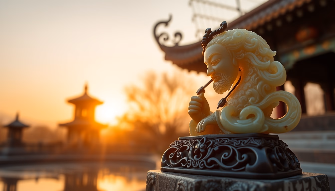 jade carved chinese in editorial style