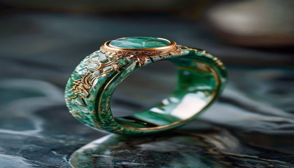Jadeite imperial ring burmese em fotografia editorial de luxo