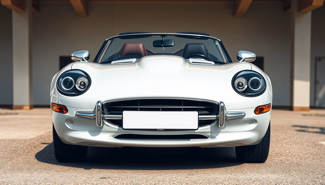 jaguar e-type roadster in editorial style