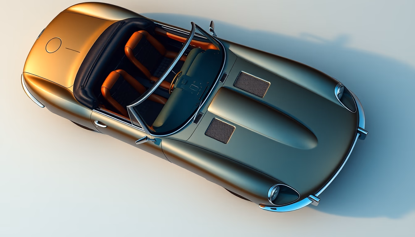 jaguar e-type roadster in editorial style