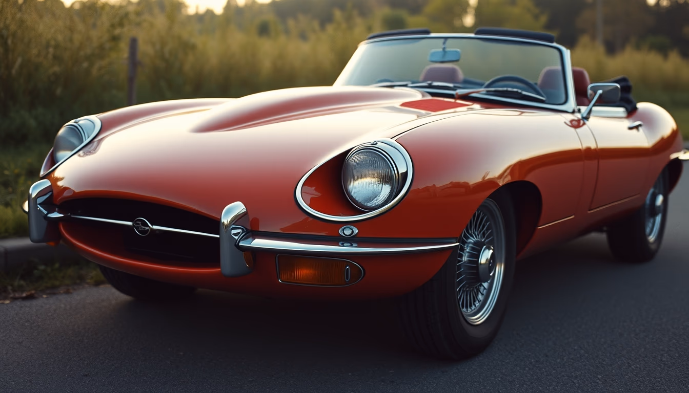 jaguar e-type roadster in editorial style